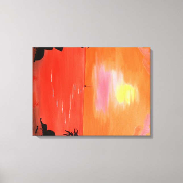 Toile Hawaii Sunset Sky and Sailboat Canvas Imprimer (Recto)