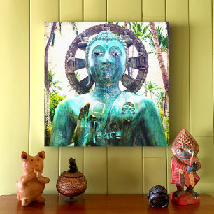 Toile Hawaii Turquoise Blue Bouddha Statue Photo Paix