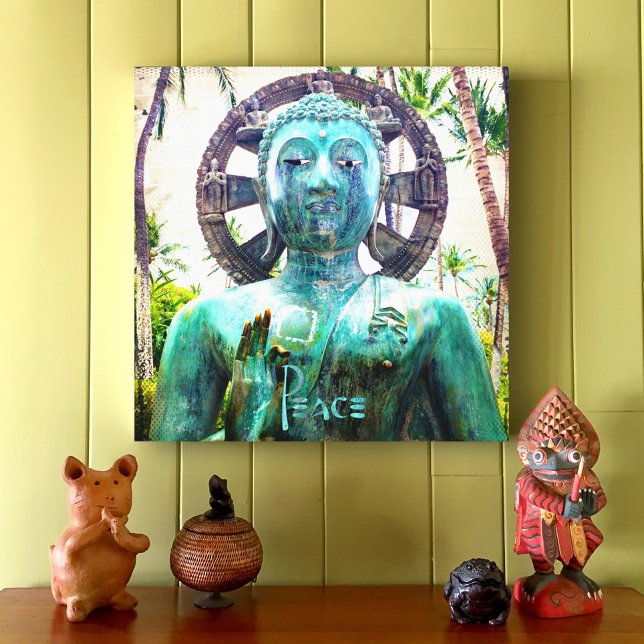Toile Hawaii Turquoise Blue Bouddha Statue Photo Paix (Créateur téléchargé)