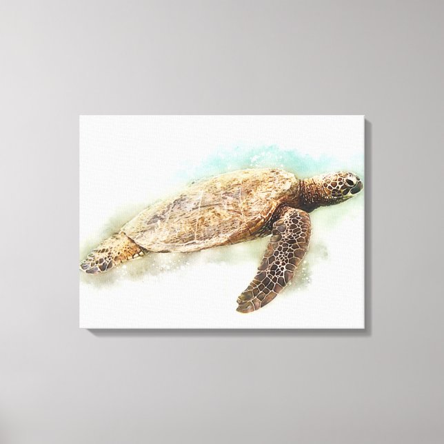 Toile Hawaiian sea Turtle Watercolor (Recto)