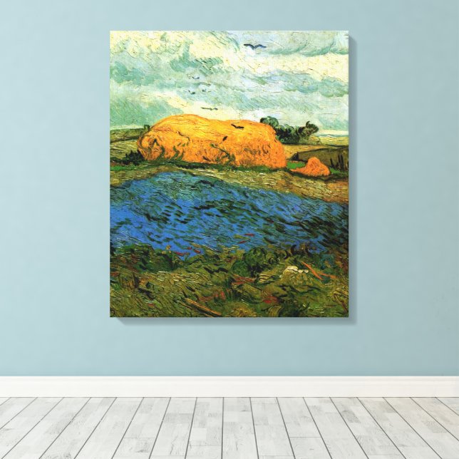 Toile Haystacks Under a Rainy Sky par Vincent van Gogh (Insitu (Plancher de Bois))