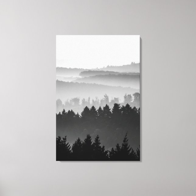 Toile Hazy Forest Hills Paysage noir et blanc Photo (Recto)