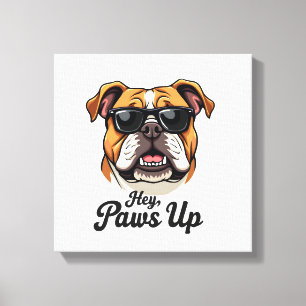 Toile Hé Paws Up Bulldog Vintage avec Lunettes de Soleil