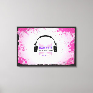 Toile HEADPHONES Bat Bar Mitzvah Panneau d'ouverture de 