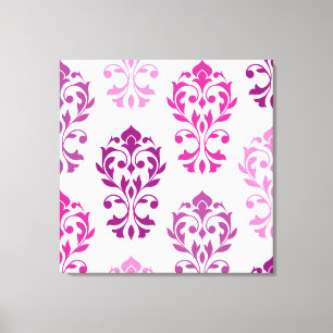 Toile Heart Damask Art I Pink Plums White