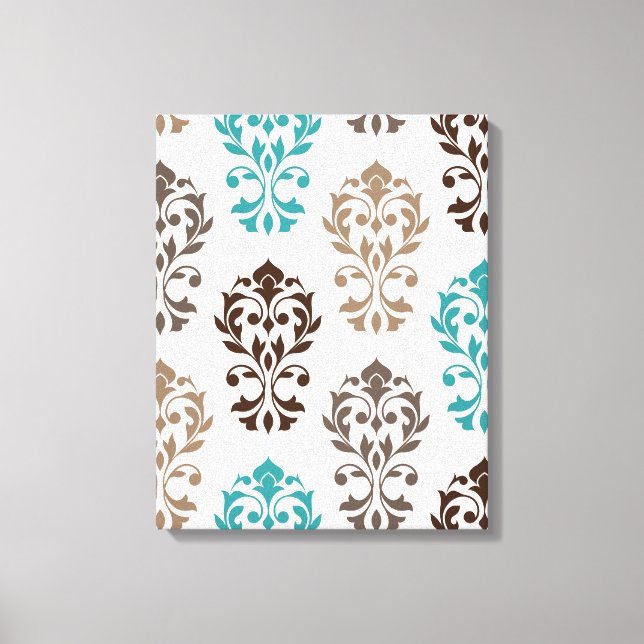Toile Heart Damask Art Ib Browns Crème Turquoise (Recto)