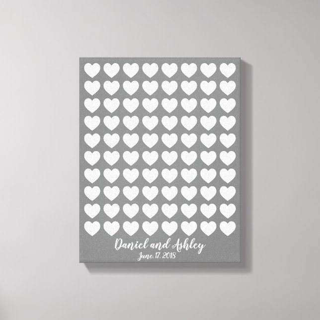 Toile Heart Fingerprint Mariage Livre d'invité (Recto)