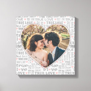 Toile Heart Shaped Photo True Love Valentines or Wedding