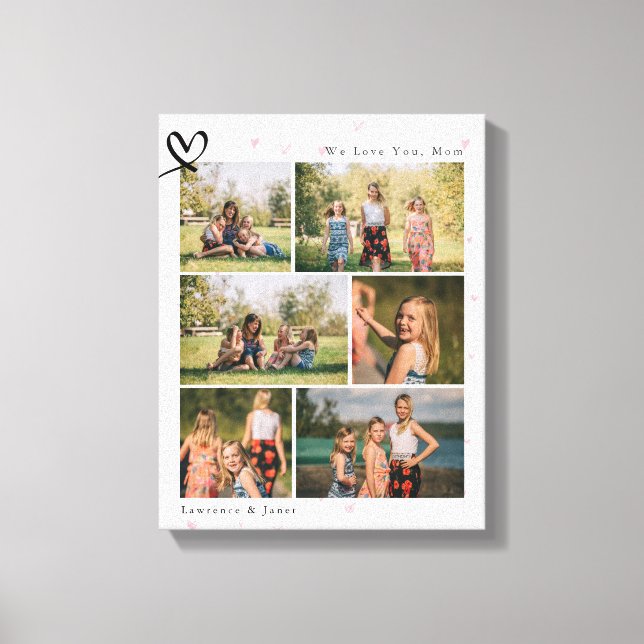 Toile Heart We Love You Abuela Mom Family Photo Collage (Recto)