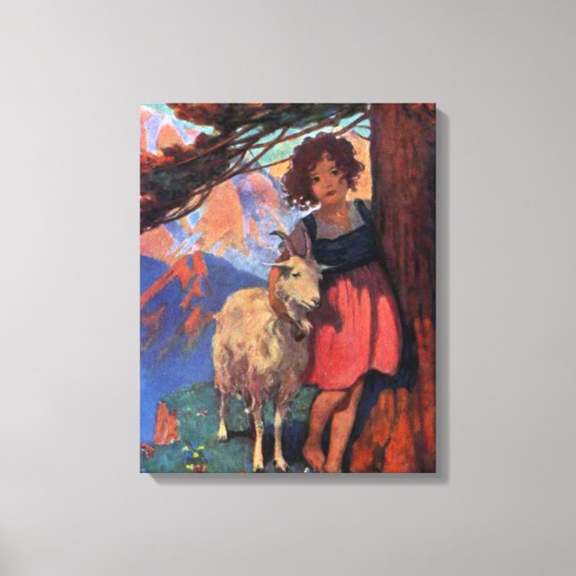 Toile Heidi à la prairie avec sa chèvre (Recto)