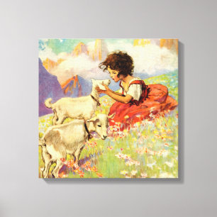 Toile "Heidi et ses chèvres" par Jessie Willcox Smith