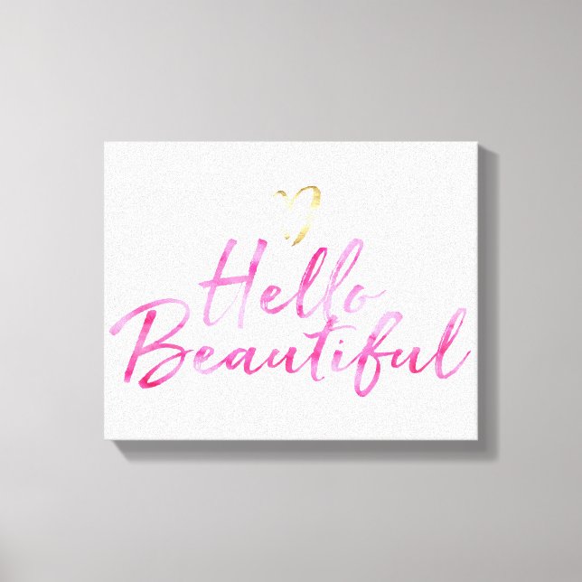 Toile Hello Beautiful avec Gold Heart (Recto)