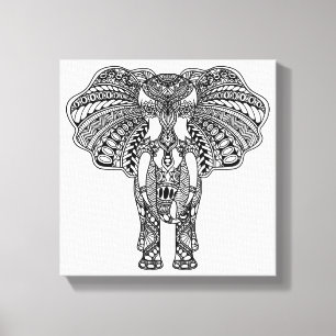 Toile Henna Mehndi Eléphant indien décoré 6