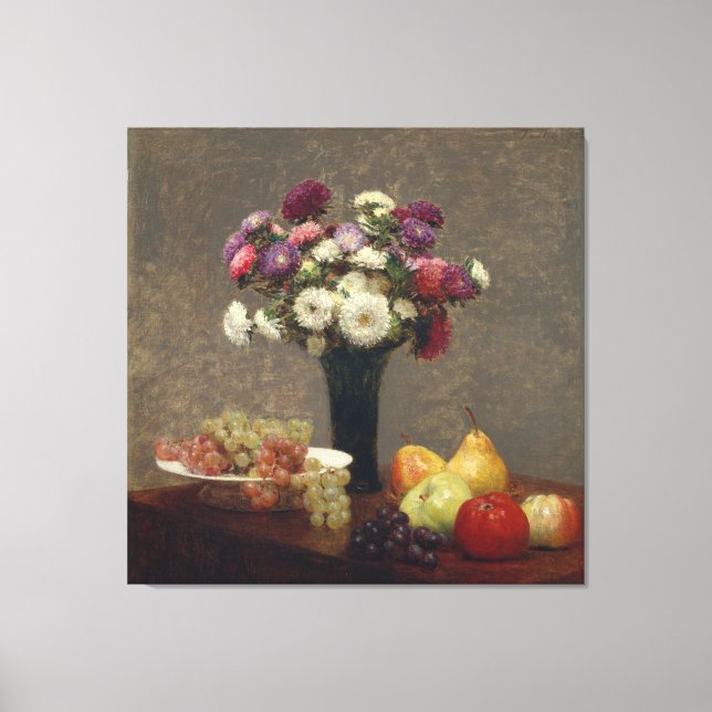 Toile Henri Fantin-Latour Asters et nature morte aux fru (Recto)