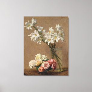 Toile Henri Fantin-Latour Roses Vintages et Lilies