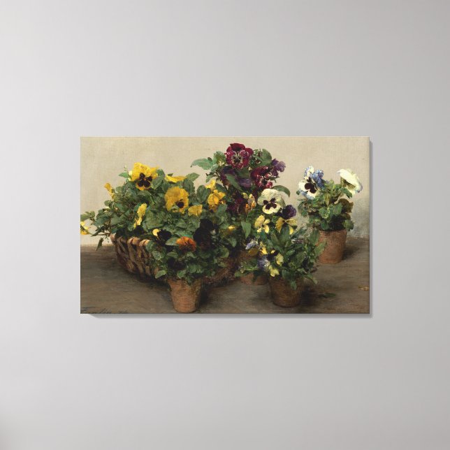 Toile Henri Fantin-Latour Vintage Pansies violet jaune (Recto)