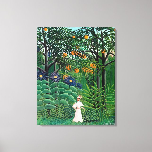 Toile Henri Rousseau - Une femme marche dans une forêt e (Recto)