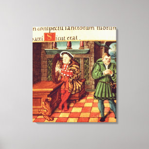 Toile Henry VIII jouant une harpe avec son imbécile va