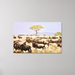 Toile Herd Of GNU Wildbeest