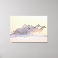 Herd of Horses Running on the Beach Canvas Imprime