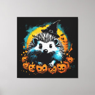 Toile Hérisson d'Halloween et citrouilles mignon