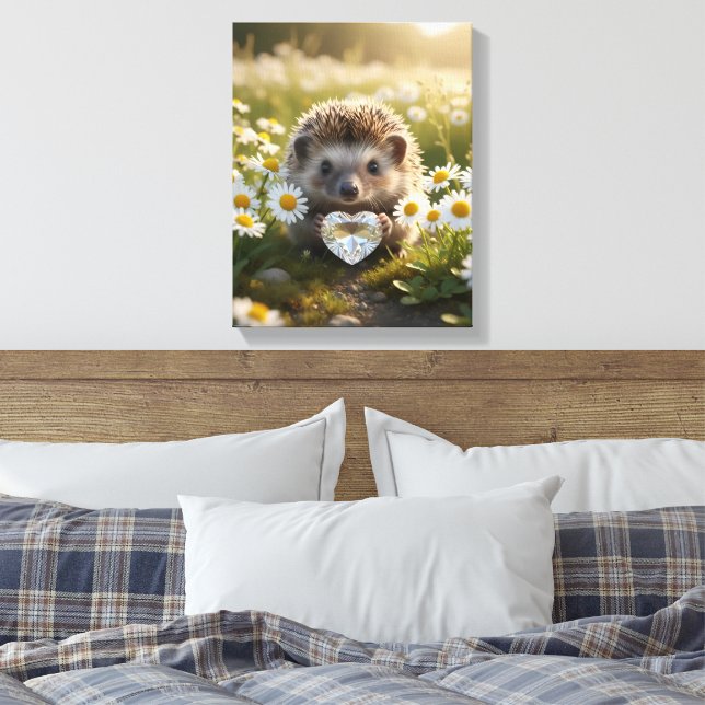 Toile Hérisson mignon d'avril avec cœur de diamant (Insitu(Chambre))
