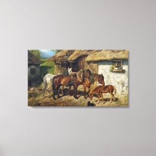 Toile Hermine Biedermann Harnessed Horses au Stab