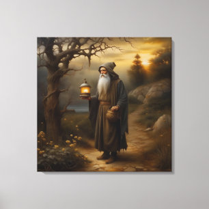 Toile Hermite avec une lanterne. Hermite du tarot