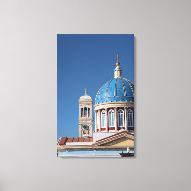 Toile Hermoupolis, île de Syros, Grèce. Dôme bleu de (Recto)