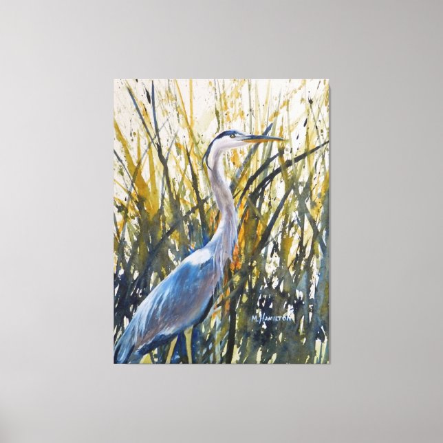 Toile Heron Dans Les Herbes L'Art Naturel Sauvage (Recto)