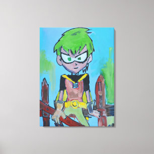 Toile Héros de bande dessinée aux cheveux verts
