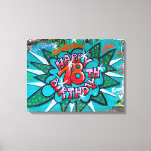 Toile Heureux Graffiti du 18ème anniversaire