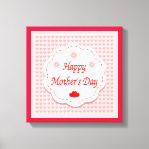 TOILE "HEUREUX JOUR DE LA MÈRE" COEURS ROSES