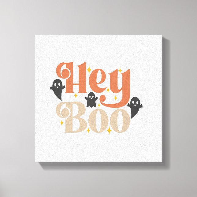 Toile Hey Boo Boho Halloween Hey Boo Fantôme (Recto)