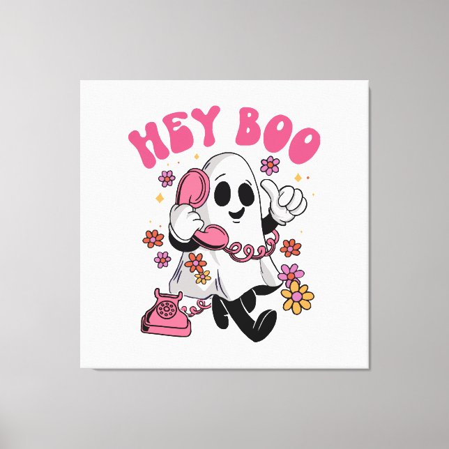 Toile Hey Boo - Fantôme Groovy Halloween  (Recto)