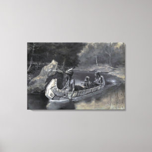 Toile Hiawatha Indian Canoe Ojibwe ou Iroquois Leader