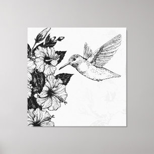Toile Hibiscus et colibri