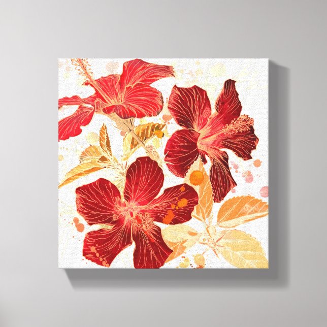 Toile Hibiscus flower - watercolor paint (Recto)