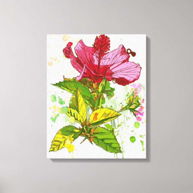 Toile Hibiscus flower - watercolor paint 2 (Recto)
