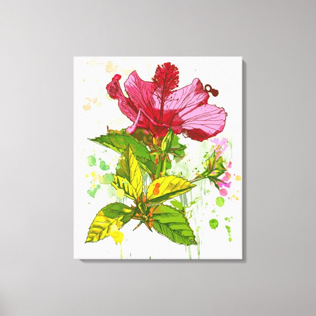 Toile Hibiscus flower - watercolor paint 2 (Recto)