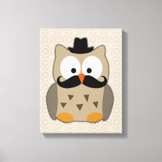 Toile Hibou avec Moustache et Casquette