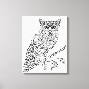 Toile Hibou magique inspiré se reposant sur la branche 