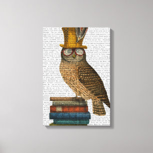 Toile Hibou sur des livres