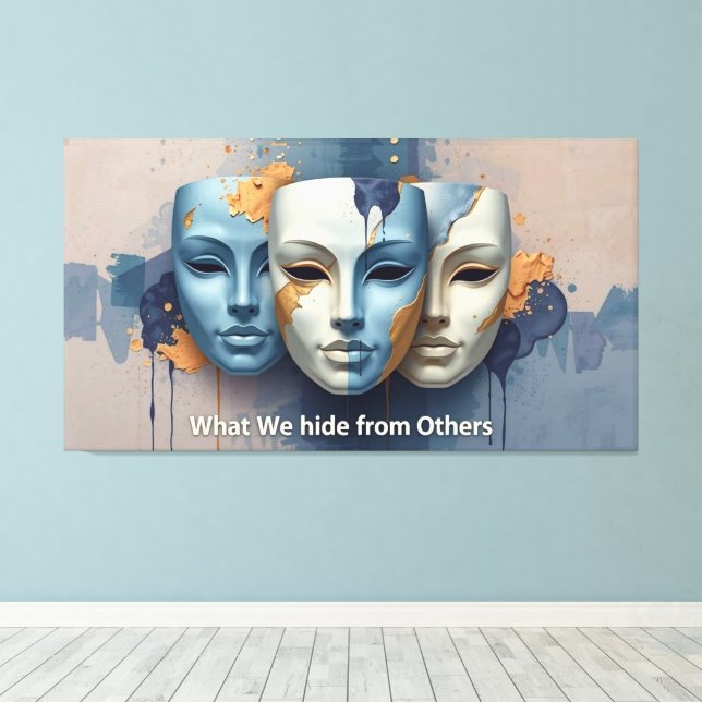 Toile Hidden Emotions - Contemporary Surreal  Mask  (Insitu (Plancher de Bois))
