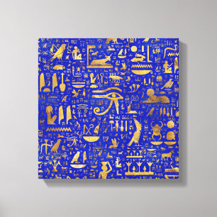 Toile Hiéroglyphes égyptiens - Lapis Lazuli et Gold