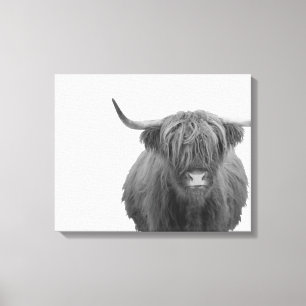 Toile Highland Cow Scotland Russe Noir Blanc
