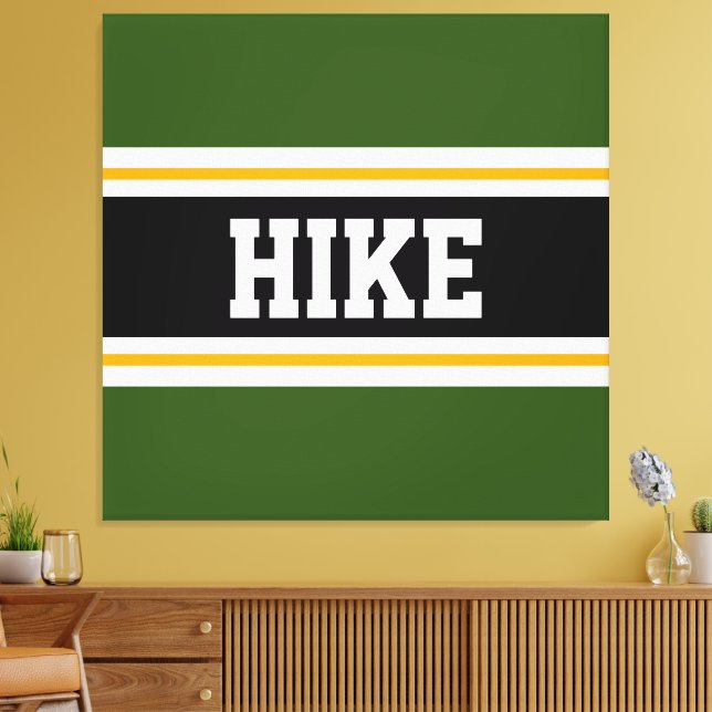 Toile HIKE Fun Forest Green Black White Yellow Stripes (Insitu(Salon))