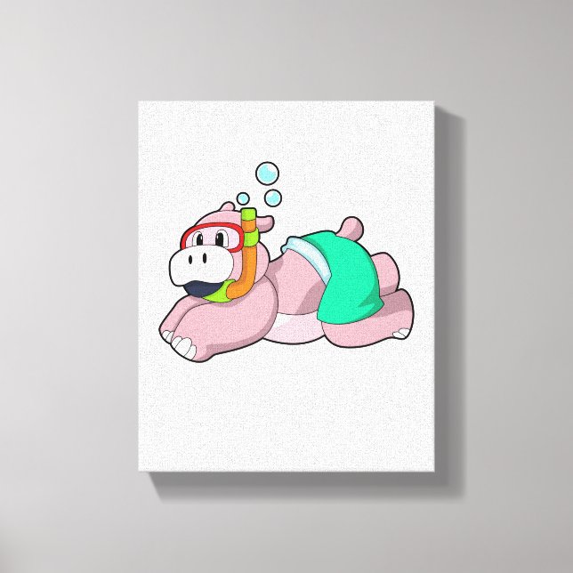 Toile Hippo à la plongée avec tuba (Recto)
