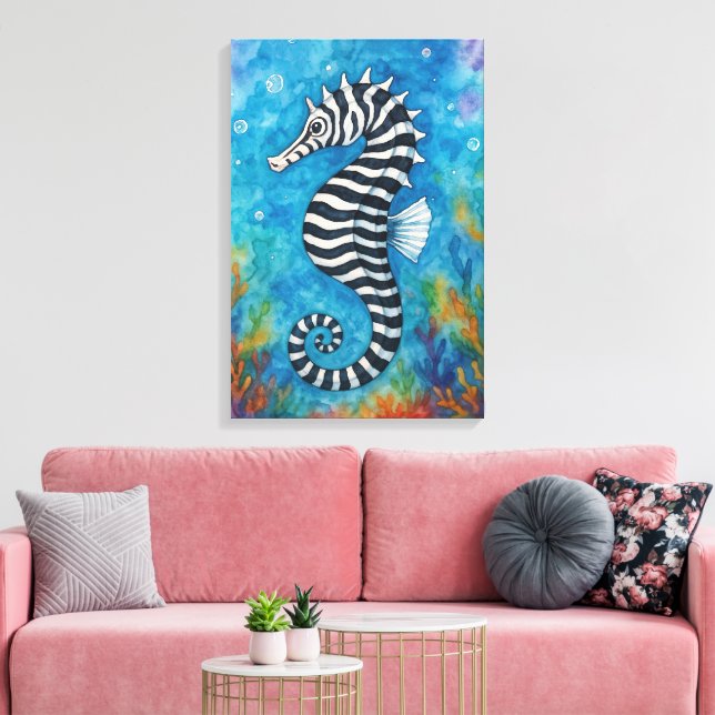 Toile Hippocampe zèbre à l'aquarelle (Insitu(Salon))
