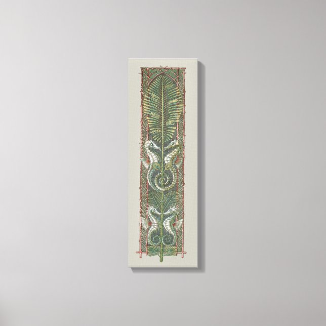 Toile Hippocampes et algues, Art Nouveau Vintage (Recto)